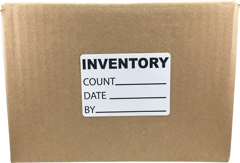 Inventory Count Labels – White with Black Text, 3.5 x 2.5 Inch Adhesive Stickers with Count, Date, and By Fields, 500 Total Labels Per Roll for Stock Control, Retail, and Warehouses – Made in the USA