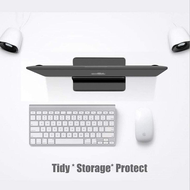 Vertical Laptop Stand for Desk [Adjustable] Sturdy Aluminum Dock Fits All Laptops (up to 20.3 inches) Space Saving, Modern Compact Holder, Compatible with MacBook Pro/Air, Surface, HP, Dell (Black) Black