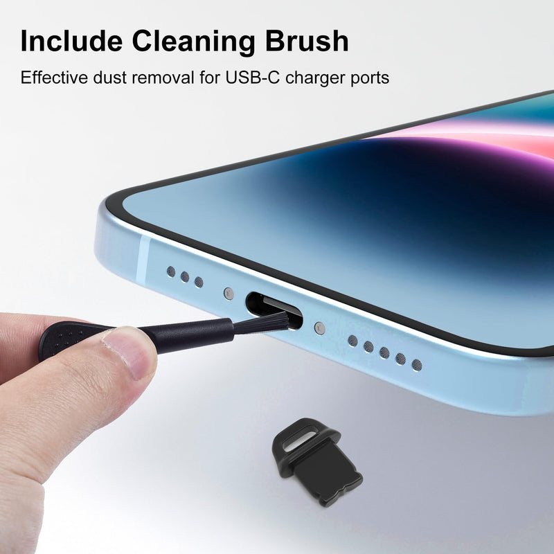 20 Pcs iPhone Port Charger Cover, Lightning Dust Plugs for iPhone 14 Pro Max/13/12/11/XS/XR/8/7/iPad/AirPods Pro, Charging Port Protectors with Cleaning Brush Lanyards, Easy-Grip Tab