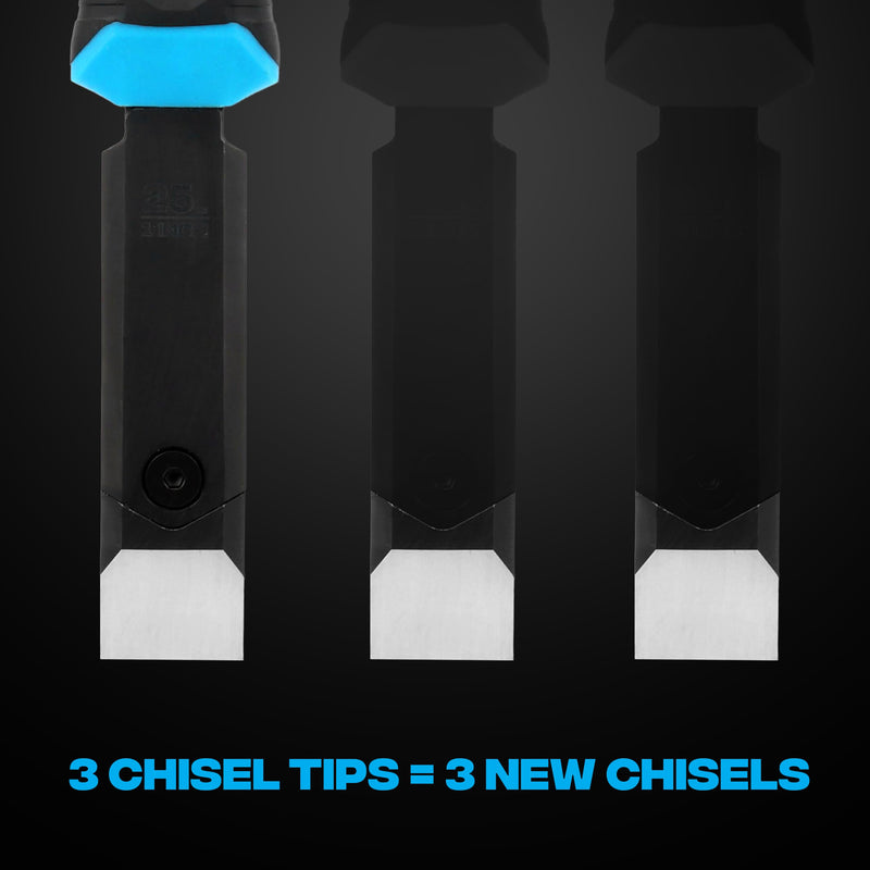 OX Pro 1" Replaceable Tip Wood Chisel with Holster and Extra Tips - Steel Full Tang with Reinforced Striking Cap for Construction Carpentry and Framing OX-P371325 1" Chisel + Tips