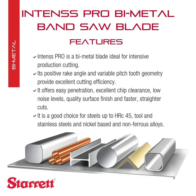 Starrett Versatix MP Bi-Metal Band Saw Blade with M-42 Cobalt Steel Teeth - Ideal for Sawing Structurals, Tubes, Small Solids - 07 Ft. 10″, 3/4 x .035 x 10-14/IP-P-R - 99234-07-10 94 Inches 3/4 inches 10-14 Teeth per Inch 0.035 Inches