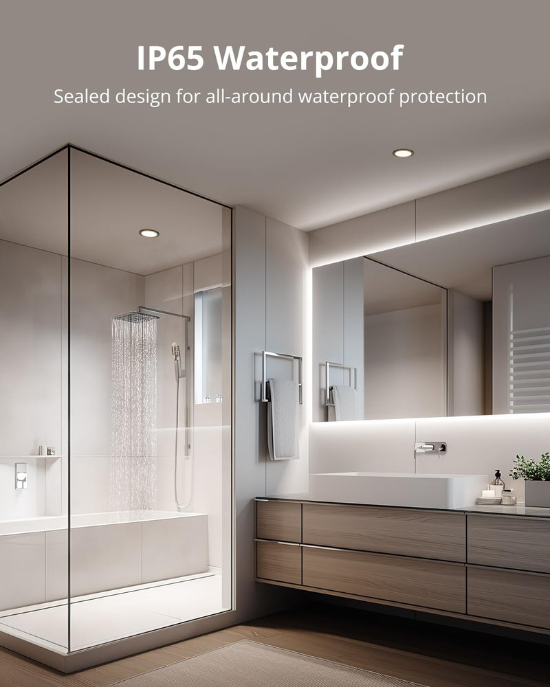 Gr4tec LED recessed spotlight 230V black, 10x 5W LED spots flat 35mm, ceiling spots bathroom IP65 neutral white 4000K 400LM, recessed ceiling lights 68-80mm, recessed ceiling spotlights for kitchen living room neutral white 4000k / black