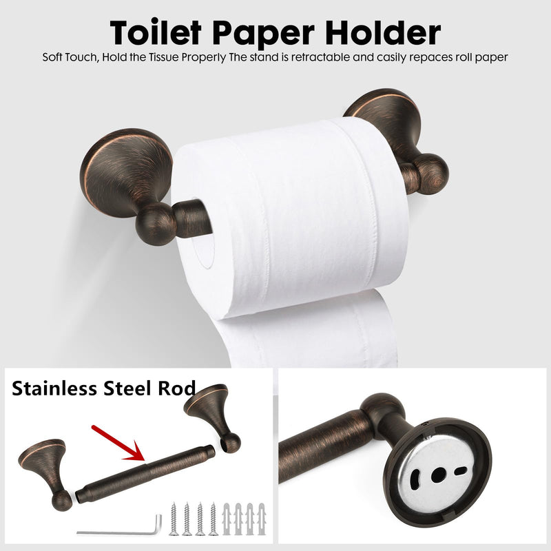 4 Piece Antique Bathroom Hardware Accessories Set Oil Rubbed Bronze,24 Inch Towel Bar Set,Towel Rack for Bathroom,Bathroom Towel Holder Bronze Oil Rubbed Brushed Bronze