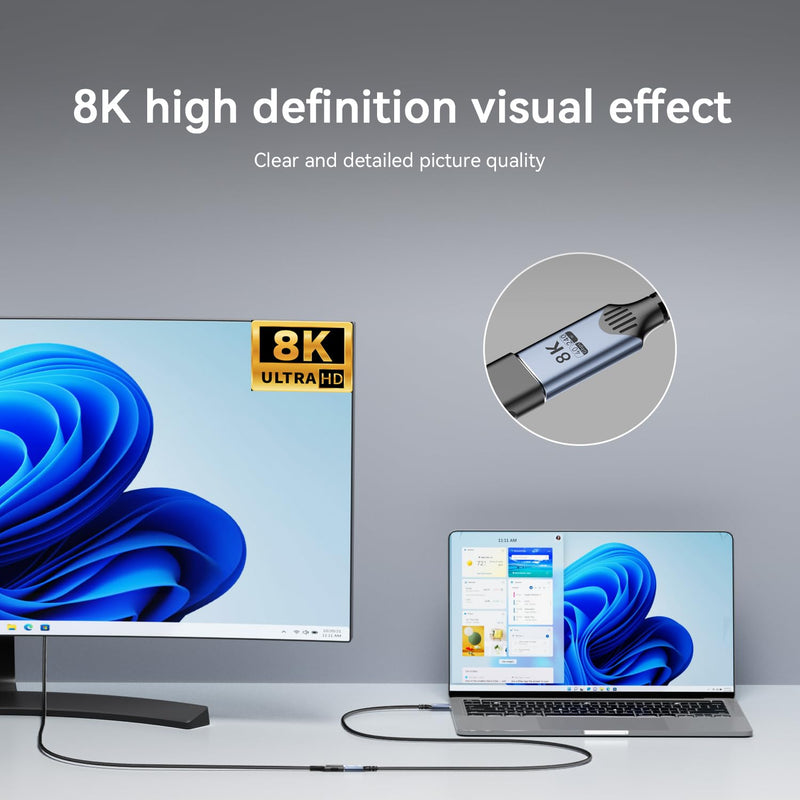 Long 10FT usb c to usb c Extension Cable Compatible with Thunderbolt 4, high Speed 40gbps Data Transfer,USB4 type c Male to Female Extension Cable,240W Fast Charging,8K@60Hz 4K@120Hz Video Display. 10 ft