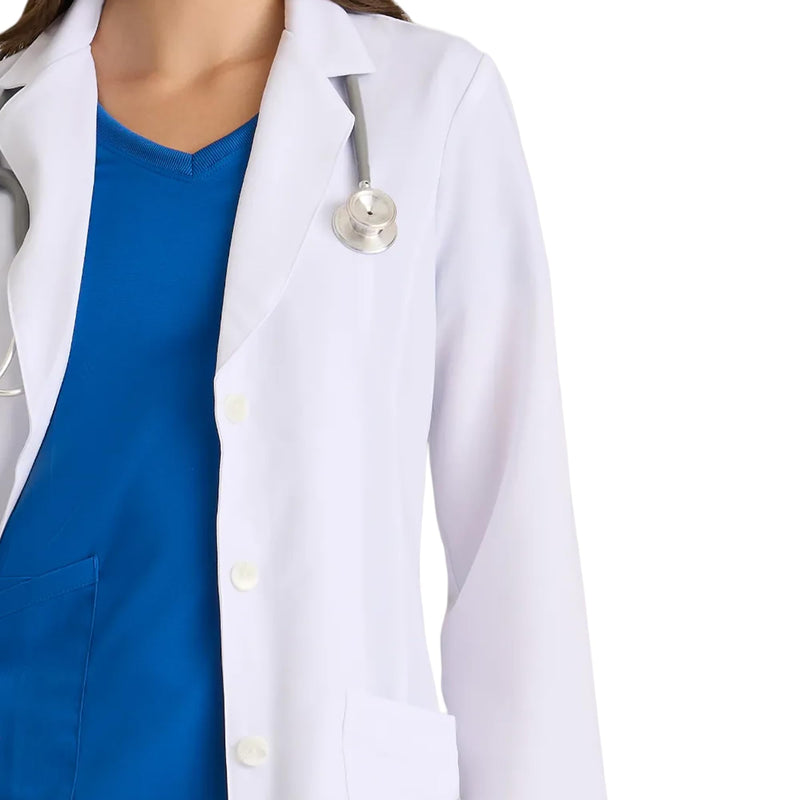 BARCO Grey's Anatomy Scrubs Signature - Morgan Lab Coat for Women, Professional Full-Length Long Sleeve 35" Lab Coat Medium White