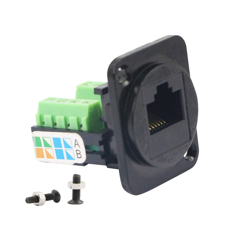 RJ45/8P8C D-Type Panel Mount Ethernet Extender Cat5E Terminal Solderless Network Adapter Keystone Jack Crimping Data Female Connector with Screw