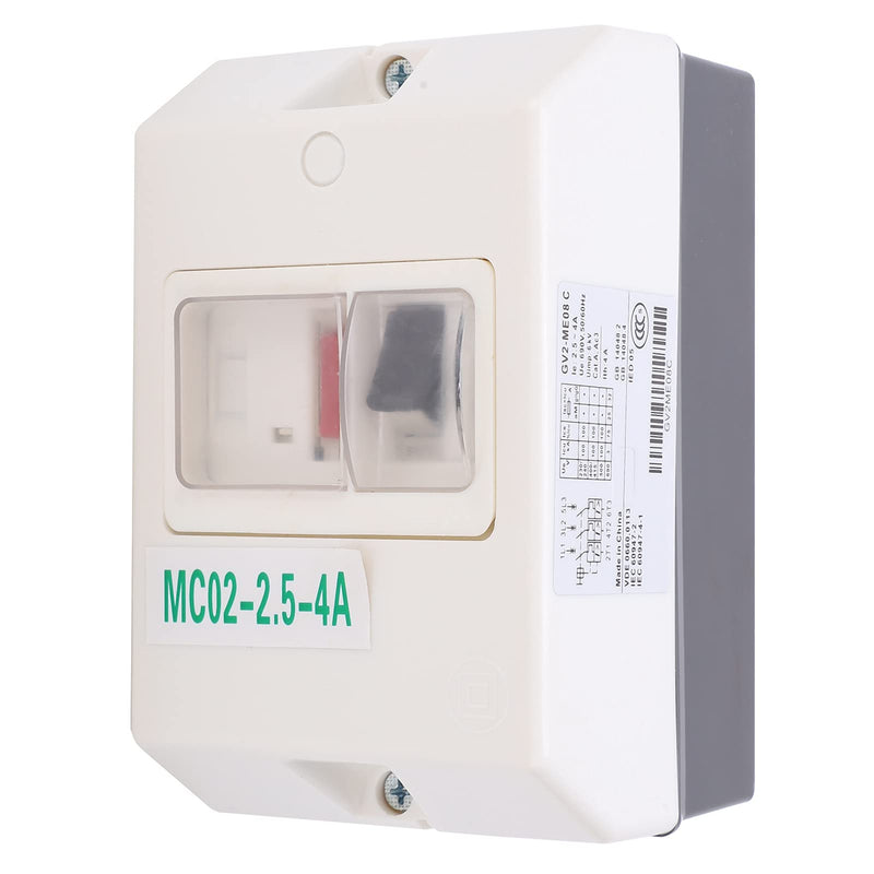 Fafeicy MC02‑2.5‑4A 220V/380V IP55 50/60Hz Motor Circuit Breaker, ABS Electric Waterproof Circuit Breaker, Used as Insulator, to Protect Power Distribution Lines