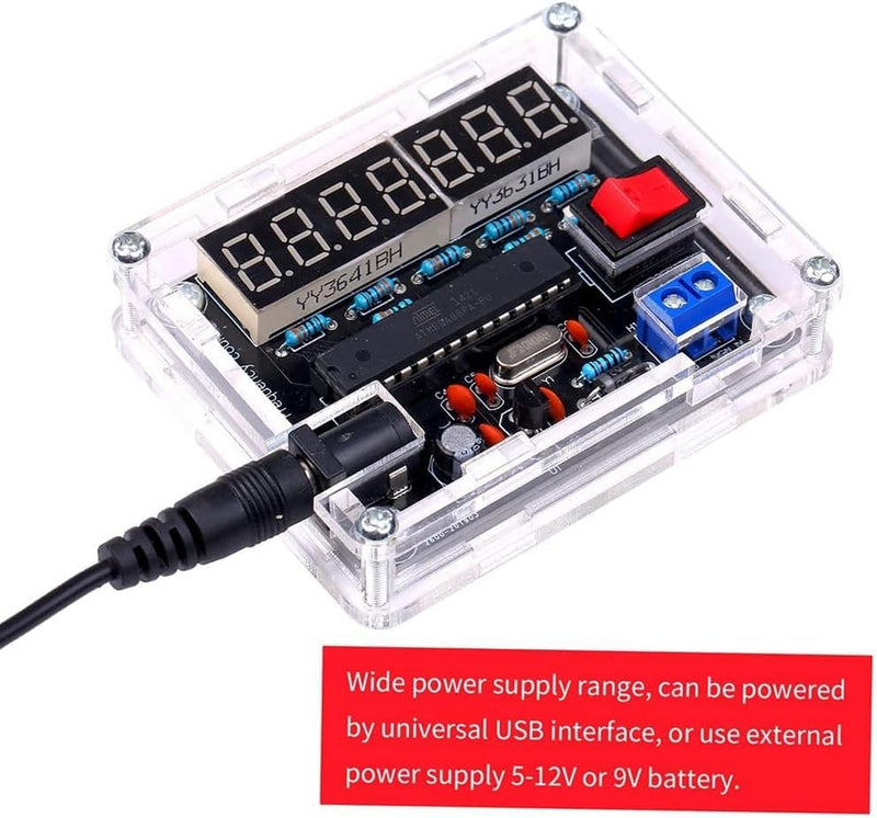 0.45Hz-10MHz Frequency Meter, VR Frequency Band Frequency Meter, Automatic Range Conversion with Housing DIY Kit, 0.000001 Hz 7-Bit Precision Resolution