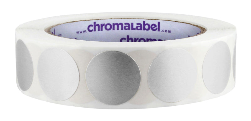 ChromaLabel 1 Inch Round Label Permanent Color Code Dot Stickers, 1000 Labels per Roll, Metallic Silver