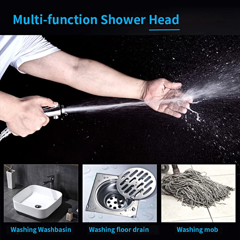 KAIYING Drill-Free High Pressure Handheld Shower Head with ON/OFF Pause Switch 3 Spray Modes Water Saving Showerhead, Detachable Puppy Shower Accessories (M:Shower Head (Chrome)+Bracket+Hose) Chrome