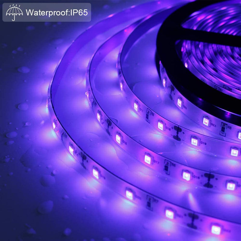 12V 16.4FT Marine Boat Ultra Violet UV Black Light LED Lights Strip, Night Fishing Lights, 5050 LED Waterproof UV Led Strip with Extension Cable for Fishing Boat Pontoon Yacht