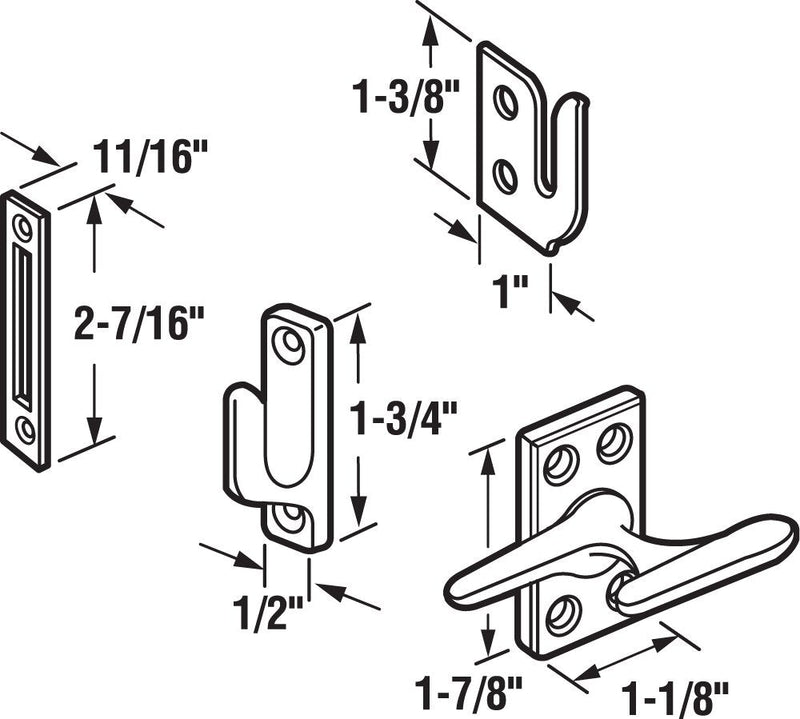 Prime-Line H 3553 Casement Window Lock, Brass Plated (Single Pack) (Pack of 3) 1-7/8 in. (Pack of 3)