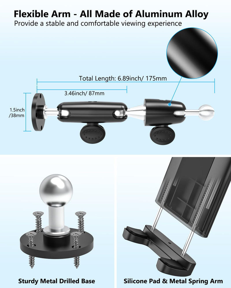 Bathroom Tablet Wall Holder, [Retractable & Rotatable Arm] Sturdy Tablet Wall Mount, Heavy Duty Soak Wall Stand for iPad Pro 13 12.9 Air Mini, Galexy Tab/Z Fold, iPhone, 4-13" Tablets