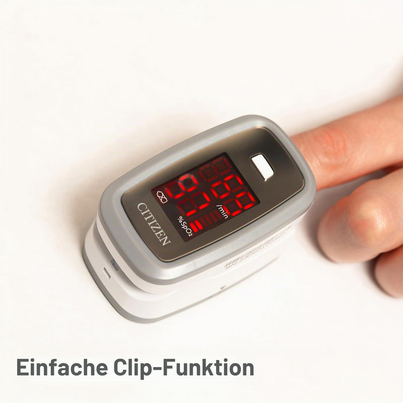 Citizen CMS50DL1 Finger Pulse Oximeter Oxygen Meter SpO2 Heart Rate Monitor | One-button operation for seniors and athletes, LCD display for blood oxygen and pulse, includes 2 x AAA batteries