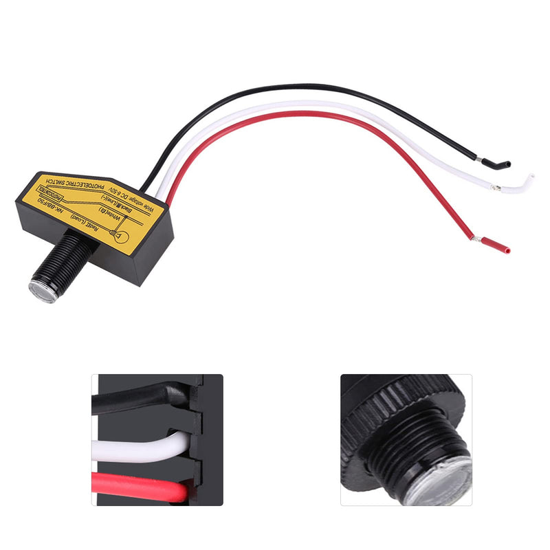 12V 24V 36V 48V Photocell Switch, Mini Photocell Switch Auto ON Off Light Sensor Control Switch 8V to 50VDC