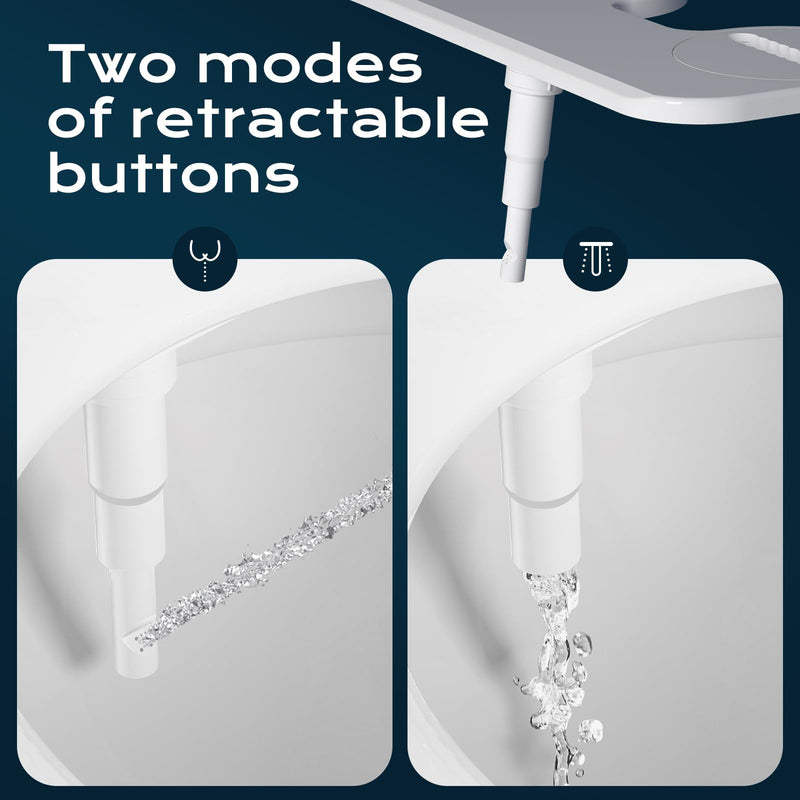 Bidet Toilet Seat Attachment with Rear and Feminine Wash, Bidet Attachment for Toilet with Self-Cleaning and Adjustable Bidet Sprayer & 21°Angle Control (Chrome) Chrome