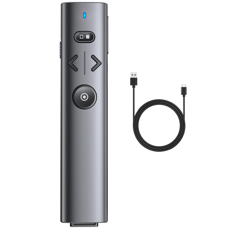 Presentation Clicker with Green Pointer, Rechargeable Wireless Presenter for PowerPoint Presentation Pointer PPT Clicker, 2.4GHz Presenter Remote Slide Advancer for Computer MacBook