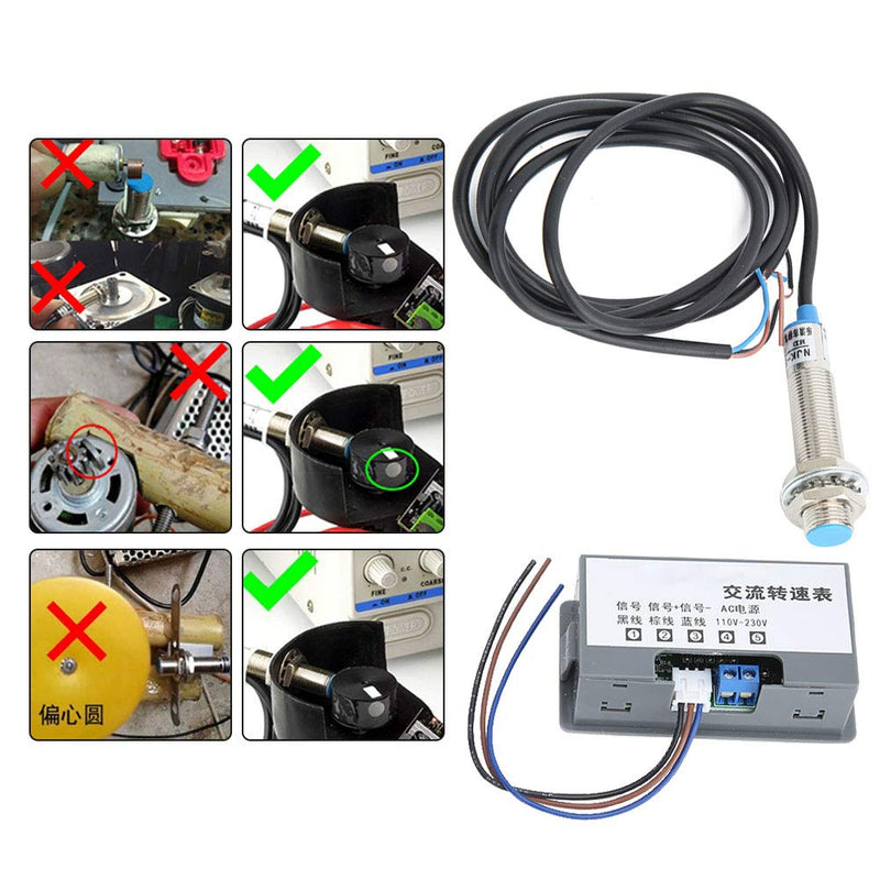 Digital Speedometer, Display, High Measurement, 220V AC, Tachometer, 4 Digit Tube and Detectors, Accuracy AC220V