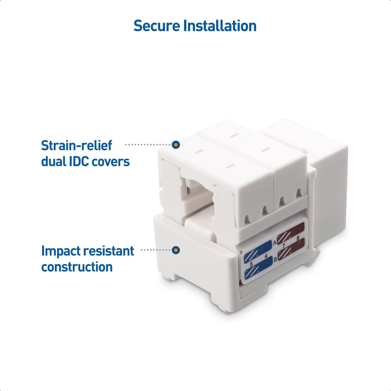 Cable Matters UL Listed 10-Pack RJ45 Keystone Jack, Cat6 Keystone Jacks in White 10-pk