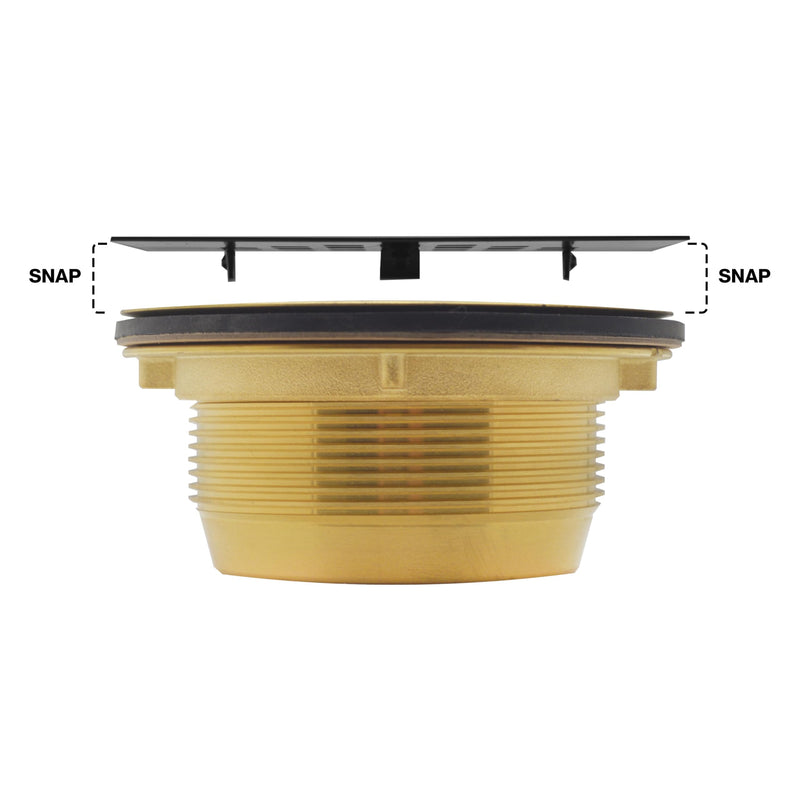 Westbrass D206BS-62 4-1/4" Square Grate Shower Drain Cover with 2" Brass Drain Pipe, Matte Black