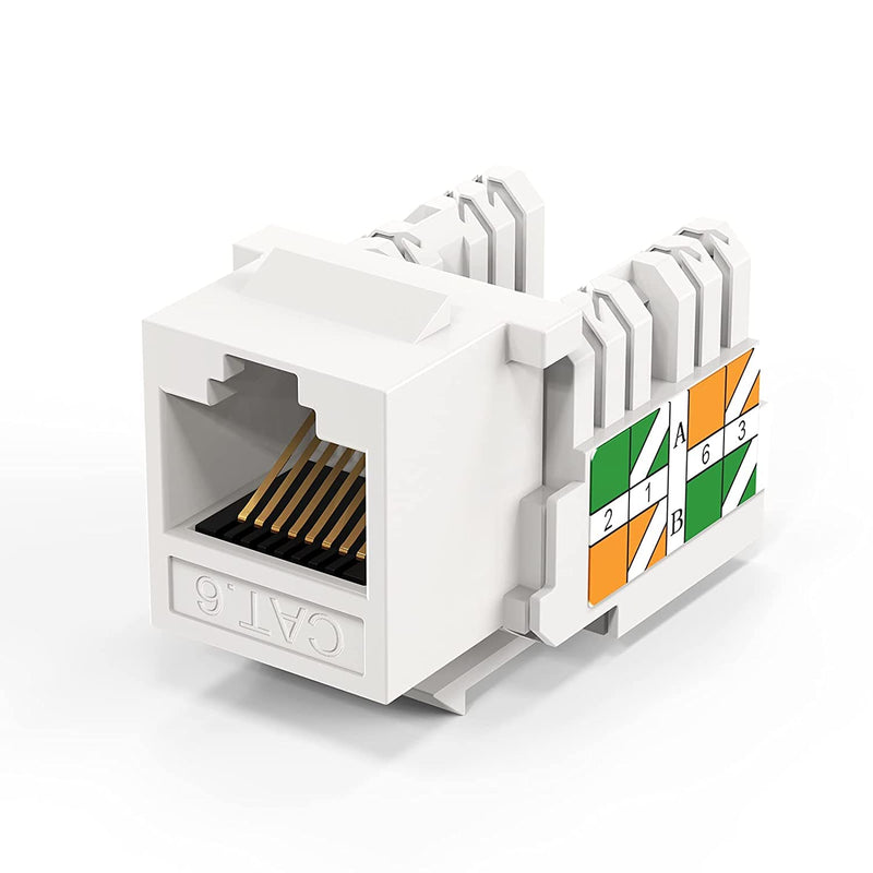 CableCreation Cat6 Keystone Jack RJ45 Keystone Jack, 60-Pack Keystone Cat6 Modular Female Connectors, White