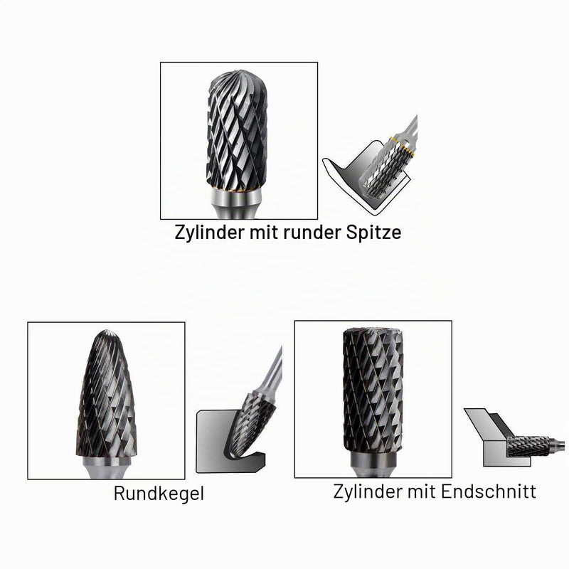 ASNOMY 1 Pcs Rotary Burr Double Cutter Rotatable Tungsten Carbide The Grinder Bit 6mm Shank 12mm Cylinder Head Rotatable Burres for Woodworking Metal Polishing Engraving C C-Typ