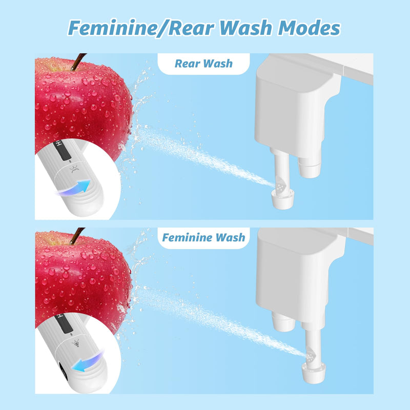 Huttdmel Ultra-Slim Bidet Attachment for Toilet, Non-Electric Dual Nozzle (Rear & Feminine Wash), Adjustable Fresh Cold Water Pressure, Stainless Steel Inlet, Easy to Install(Black & White) Black
