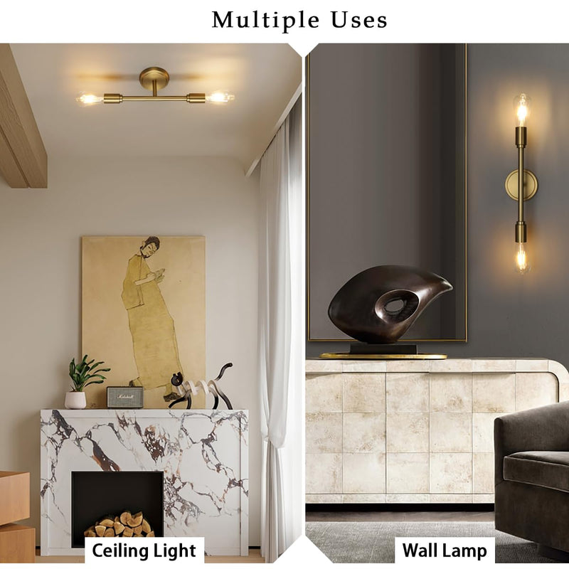 Phansthy 2 Light Bathroom Wall Sconce Antique Bronze Dual Light Indoor Industrial Wall Light Fixture for Hallway Kitchen Restaurant (Antique)