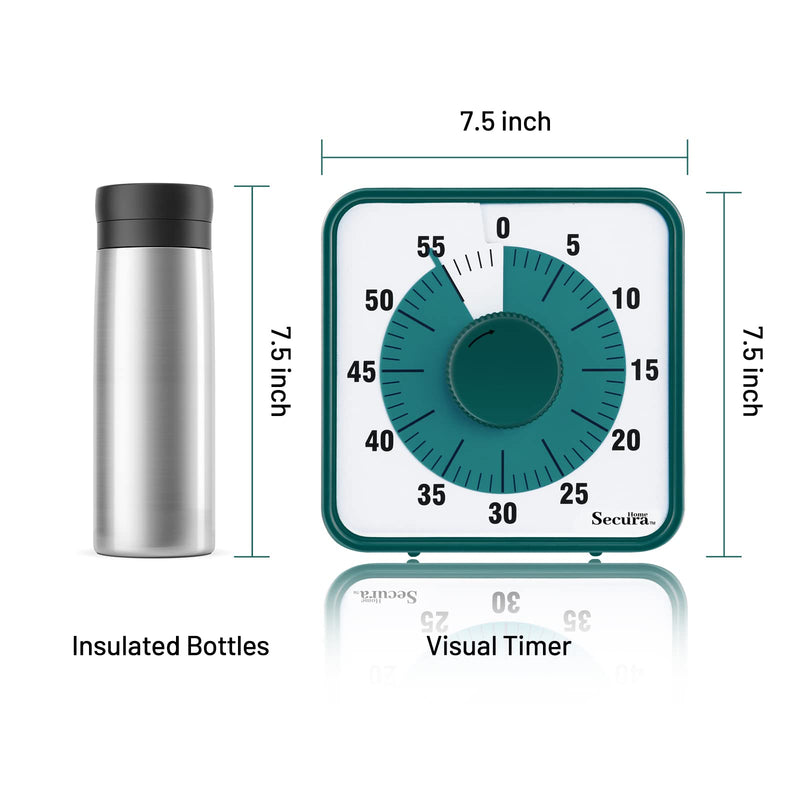 60-Minute Visual Timer, 7.5 Inch Oversize Countdown Timer Clock for Kids and Adults, Durable Mechanical Time Management Tool with Magnetic Backing （Dark Green） Dark Green Regular