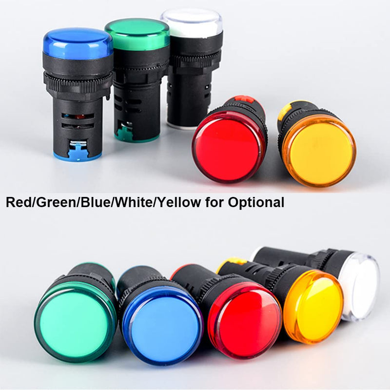 Gebildet 12 pieces 22 mm LED indicator light signal light control light, LED display pilot signal lamp 12 V-24 V 20 mA, AD16-22D/S (red/yellow/blue/green, each color 3 pieces) mix E378