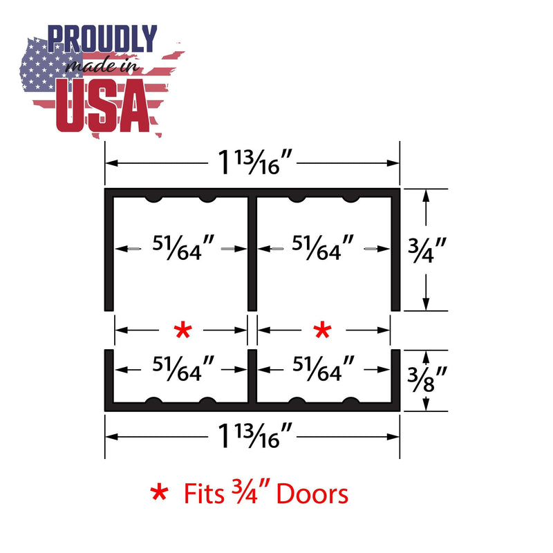 3/4" Panel Sliding Door Track - 48" White Plastic Upper & Lower Set, USA Made, Pack of 1 - Outwater 4 Feet (48 Inches)