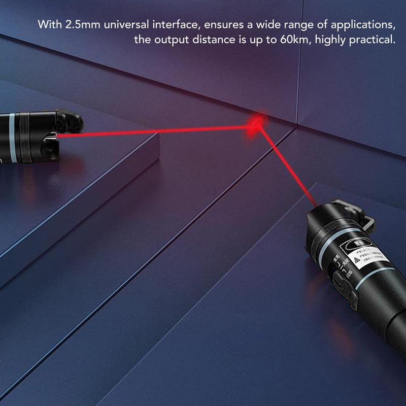 Visual Fault Locator 60 MW 60 KM, Fibre Optic Tester, High Performance 650 nm Red VFL Fibreglass Pen Error Tester with Universal 2.5 mm FC SC ST Connection, for Fibre Optic Cable Maintenance