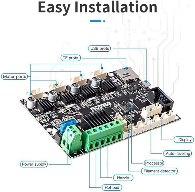Creality Official Ender 3 Silent Motherboard Upgrade V4.2.7 Mainboard Control Board with TMC2225 Driver 3D Printer Controller Parts Accessories Works with Ender-3 / Pro/Max / 3 V2 / 3 V2 Neo Ender 3 /V2/Pro/Max/V2 Neo Motherboard