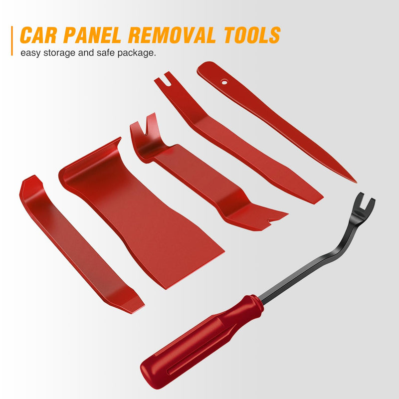 GOOACC 6PCS Auto Trim Removal Tool Kit No-Scratch Tool Kit for Car Audio Dash Window Molding Fastener Remover Tool Kit-Red Red 6PCS Trim Removal Tool