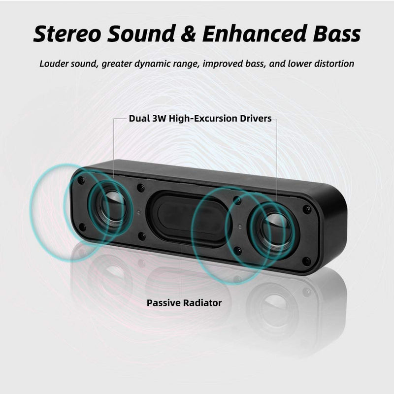 [Upgraded] USB Computer Speaker, Laptop Speaker with Stereo Sound & Enhanced Bass, Portable Mini Sound Bar for Windows PCs, Desktop Computer and Laptops