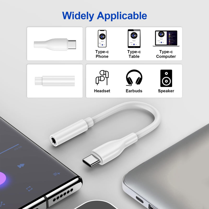 USB C to 3.5mm Audio Adapter Headphone Jack Adapter for Google Pixel 8A 8 Pro 7 6 7A 6A, Samsung Galaxy S24 Ultra S23 FE Plus S22 A15 A55 A35,iPhone 15, Type C Female Headphone Audio AUX Dongle Cable
