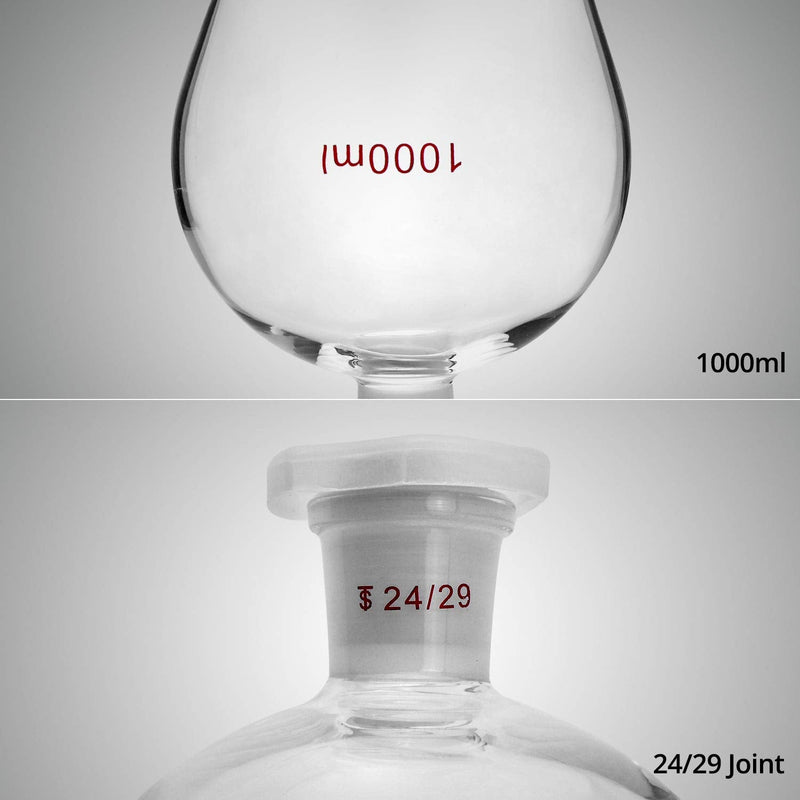 QWORK 1000ml Separating Funnel with 24/29 Joints and PTFE Plug