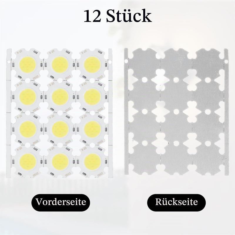 GAESHOW 12pcs LED Chips COB Light Emitter Component 5W 15-17V for DIY Spotlights Downlight Ceiling Light (White) White