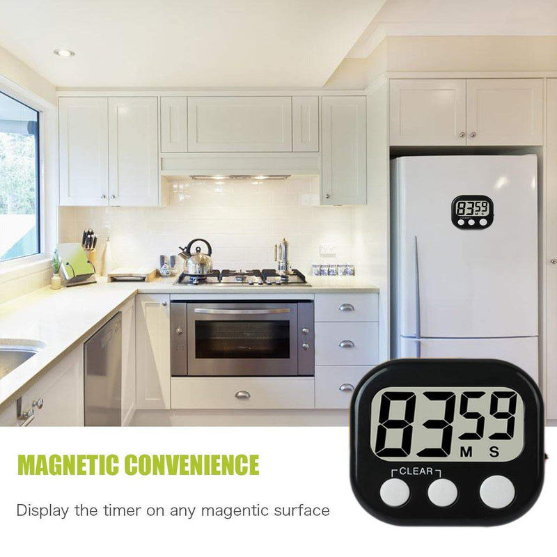 12 Pack Digital Kitchen Timer Large LCD Display Loud Alarm Strong Magnetic Stand, Minute Seconds Count Up Countdown and Simple Operation Timers for Cooking, Bathroom, Kids, Teacher, Classroom - Black 12