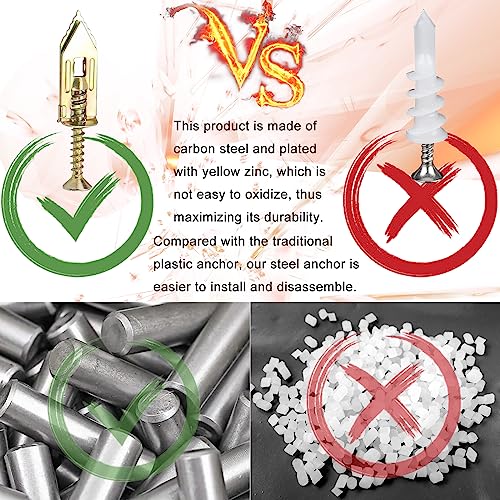 410PCS Self Drilling Drywall Anchors and Screws Kit, Heavy Duty Wall Anchors for Drywall, Zinc Plated Self Drilling Anchor Screws, No Drill Needed for Picture Hanging & Furniture Fixing 410PCS-KIT