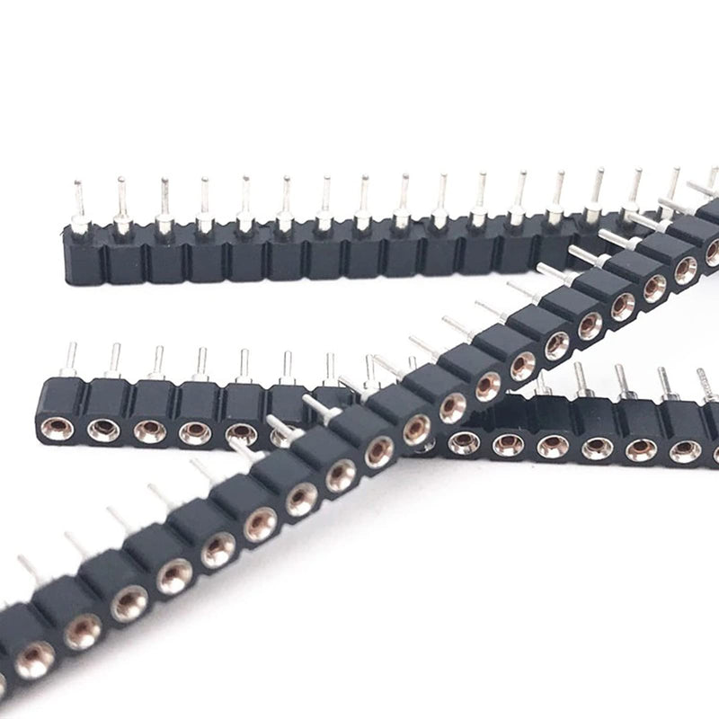 BuyWeek Socket Header Tin, 5pcs 1x40P 2.54mm Round Hole Single Row Female Header 40Pin PCB IC Crystal Socket Connector