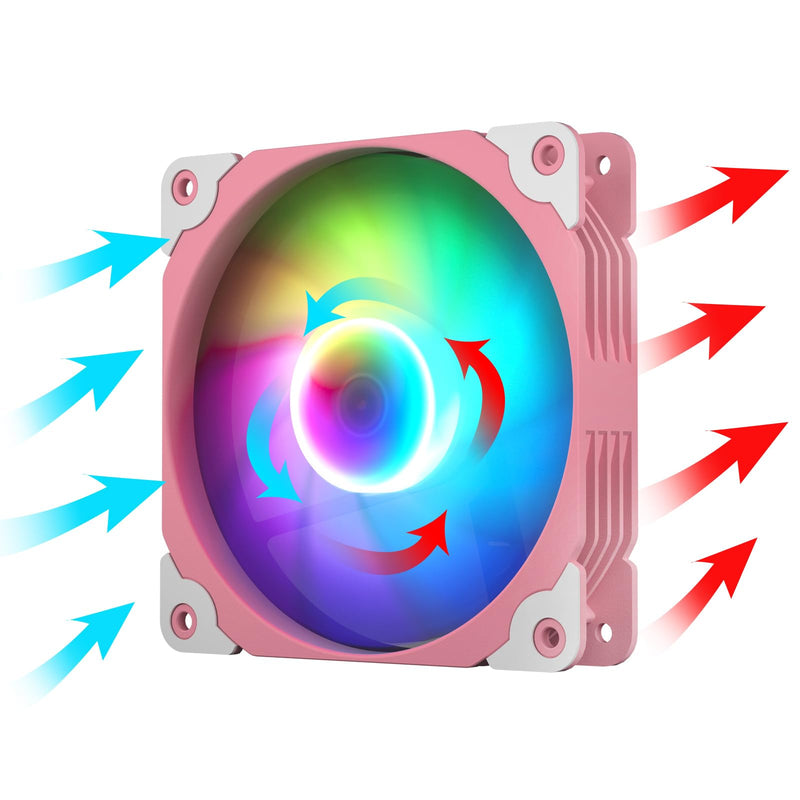 Vetroo 3-Pack Computer Case Fan 120mm Address RGB & PWM Cooling Fans High Performance with Controller Hub - Pink 120mm-HDB