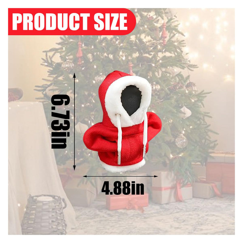 Christmas Car Shift Knob Hoodie Cover, Christmas Style Hoodie Winter Warm Car Shift Cover Shifter Hoodie Protector, Universal Shift Knob Cover Car Interior Decor Accessories (Red) Red