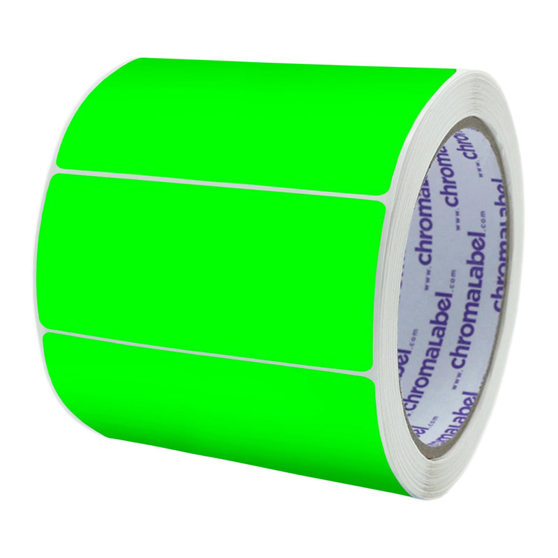 ChromaLabel 2 x 4 inch Permanent Color Code Rectangle Labels, 250 Stickers per Roll, Fluorescent Green