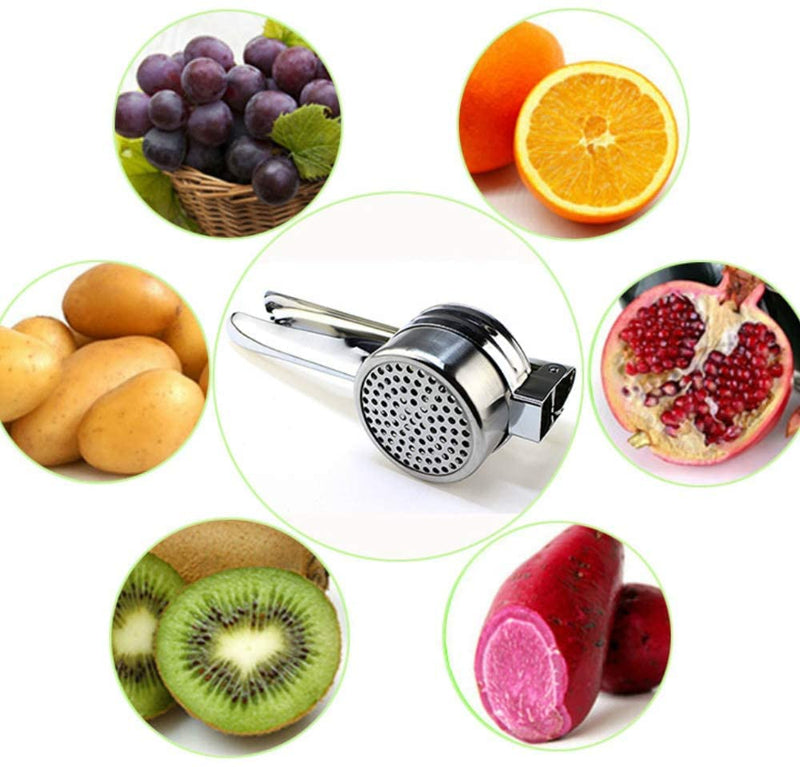 Professional Grade Stainless Steel Potato Ricer – Heavy Duty Masher & Food Press for Smooth Potatoes, Cauliflower, Baby Food, Fruit Purees & Fresh Juice – Easy to Use & Clean Kitchen Essential