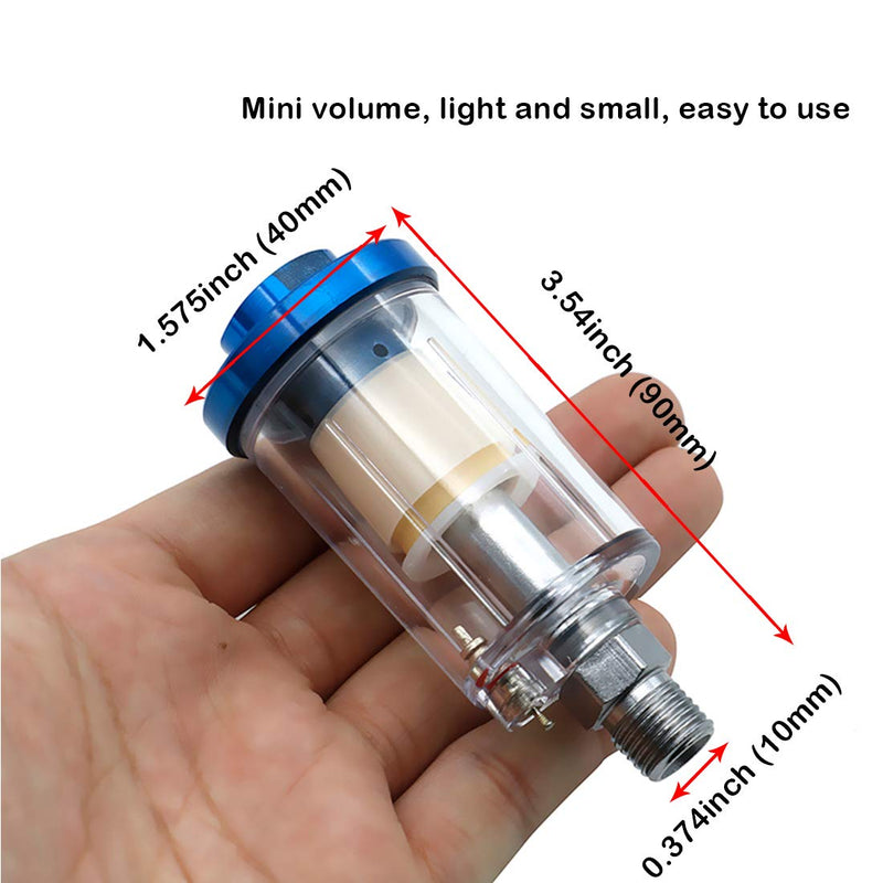 beduan Water Oil Separator Filter, 1/4" NPT Male and Female Thread Spray Gun Filters Air Line Compressor Fitting （Pack of 2） blue