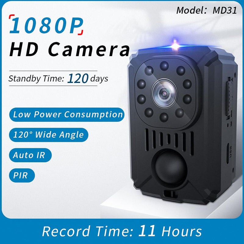 Andoer 1080P HD Body Mounted Camera Portable Video Recorder Hidden Camera with Auto Night Vision Large Battery Capacity 120°Wide Angle with Back Clip Bracket Base