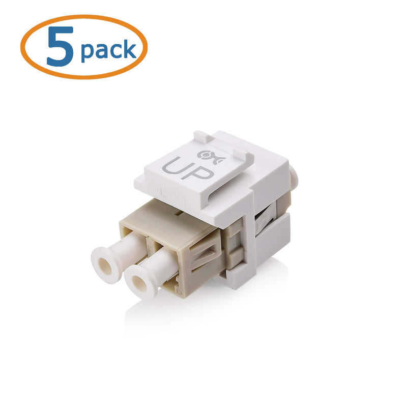 Cable Matters 5-Pack LC UPC Duplex Fiber Optic Keystone Coupler Jack, OM1/OM2/OM3/OM4 Multimode, OS2 Single Mode Support