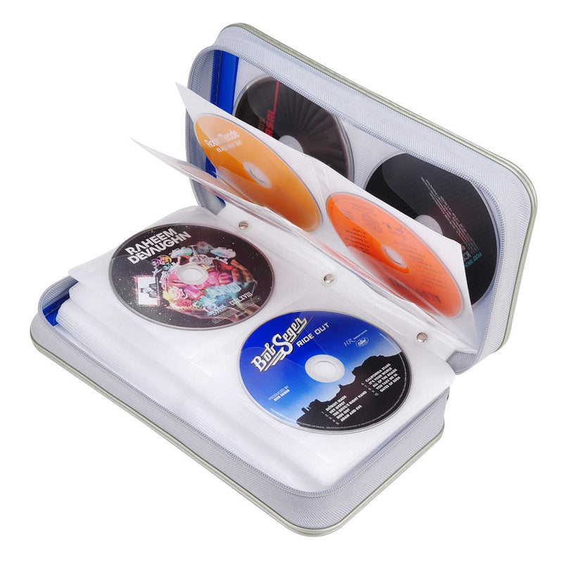CD DVD Wallet, Wismart 96 Capacity Heavy Duty Sturdy DVD Storage Hard shell CD Disk Holder DVD Case VCD Wallets Blu-ray Media Case Storage Holder Organizer Wallet,96 Capacity (Blue) Blue