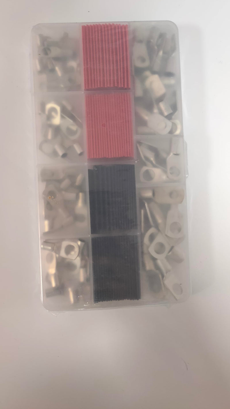Cable Lugs Bolt Hole Ring Cable Lugs Tinned 70pcs Heat Shrink Tubing 2:1 Set 70pcs Tubular Cable Lugs with 8 Size 10 8 6 4 AWG 140PCS